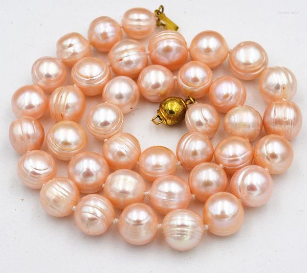 Chaînes Collier de perles d'eau douce Akoya rose naturel élégant 9-10 mm 18 pouces