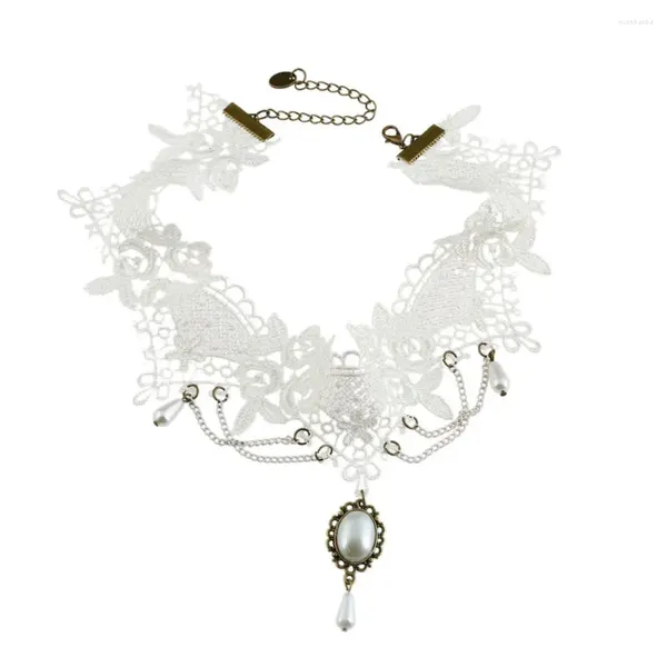 Chaînes élégantes punk gland mariage blanc tour de cou mariée dentelle collier femmes bijoux