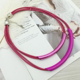 Chaînes élégant Rose rouge cuivre Tube Collier Collier multicouche corde Chocker pour femmes Collier accessoires chaîne bijoux mme Win