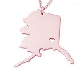 Ketten Elfen europäischer und amerikanischer Edelstahl Männer Frauen einfache trendige Persönlichkeit Alaska Halskette US-Karte Premium-Anhänger