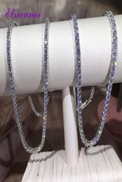 Chaînes Elsieunee Classic Real Silver 925 Bijoux Tennis Colliers pour femmes Simulé Moissanite Diamants Fine Whole4993290