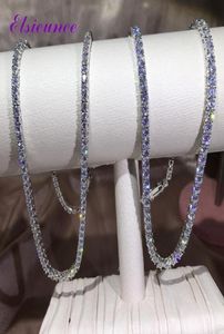 Chaines Elsieunee Classic Real Silver 925 Bijoux Colliers de tennis pour femmes Simulate Maisanite Diamonds Fine entièrement 9130270