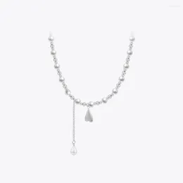 Cadenas ENFASHION Para Mujer Pearl Hang Heart Colgante Collar para mujeres Joyería Collares Acero inoxidable Moda Regalo natural P233403