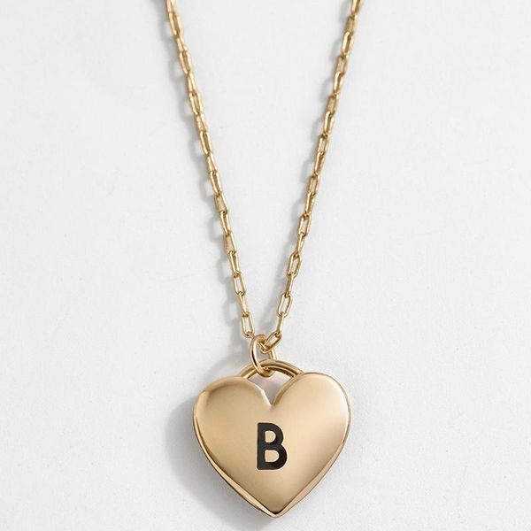 Chaînes gravées collier initial coeur pendentif pour femmes 2023 longue lettre couleur or lien chaîne bijoux cadeaux