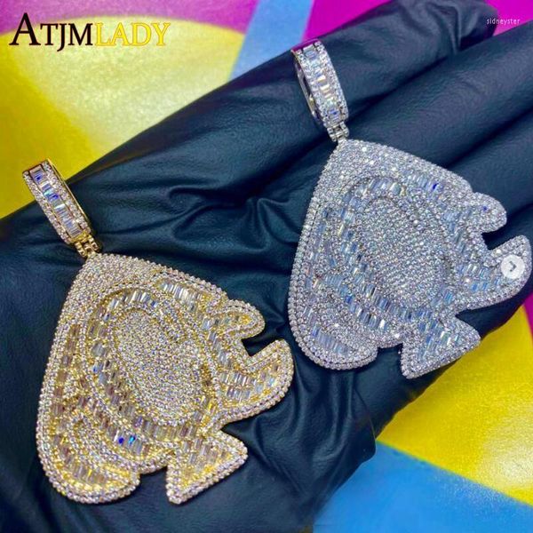 Cadenas Letra grabada A C E Corazón Colgante Encanto con cadena de cuerda Collar llamativo para hombres Mujeres Hip Hop Iced Out Bling CZ JewelryChains Si