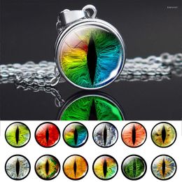 Kains Esspoc Luminous Dragon Eye Glass Cabochon ketting sieraden man mode zilveren kleur hanger voor vrouwen creatief cadeau