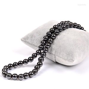 Chaînes Est Mode Noir Perles Rondes Hématite Collier 6mm Puissance Magnétique Unisexe Cubain Lien Chaîne Bijoux En Acier Inoxydable En Gros