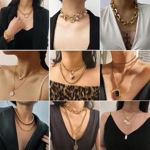 Chaînes est mode multicouche hip hop collier à longue chaîne femmes hommes cadeaux verrouillage des colliers pendentifs