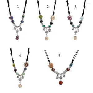 Chaînes ethniques en céramique collier de perles taille réglable tour de cou fait à la main bohème pendentif chaîne de pull bijoux uniques