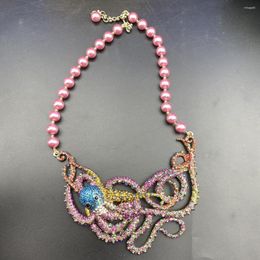 Ketens EurAmerican HD topkwaliteit roze witte parel octopus overdreven ketting feest geschenk sieraden voor vrouw