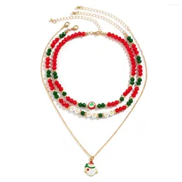 Chaînes Europe et États-Unis Collier de perles transfrontalières pour femmes Collier de Noël Bonhomme de neige Cadeau Imitation Cristal Jewe