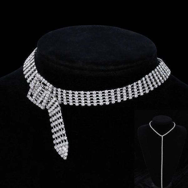 Chaînes Europe et les États-Unis Full Diamond Clavicule Chaîne Collier Cou Bijoux Sexy Collier Neckband WomenChains