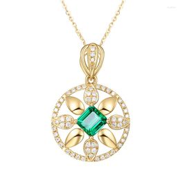 Kettingen Europese en Amerikaanse grootmoeders Emerald Round Round Lucky Wheel Color Treasure Pendant vrouwelijk vergulde hoofddeksel