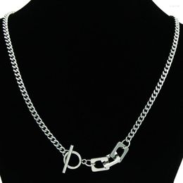 Chaînes Style Ins Européen Et Américain Géométrique Punk Chaîne Cubaine Collier À La Mode Unisexe Titane Acier Cou Clavicule