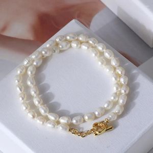 Chaînes Tendance européenne et américaine Bijoux en gros Perle d'eau douce Love Socket Collier Clavicule Chaîne Femmes