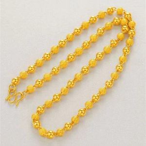 Chaînes Mode européenne Hommes et femmes Cadeaux de mariage Cadeaux de mariage 6cm Collier de perles rondes givrées Chaîne de Bouddha en or 24 carats en gros