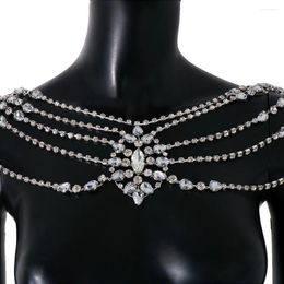 Chaines Couches larges européennes Collier de chaîne d'épaule Bling Diamonds Robe de mariée Bijoux Decoration Luxury Femmes