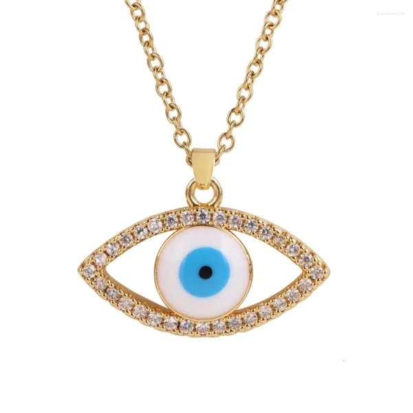 Chaînes Evil Blue Eye Pendentif Collier En Acier Inoxydable Doux Charme Colliers Pour Femmes Lucku Bijoux