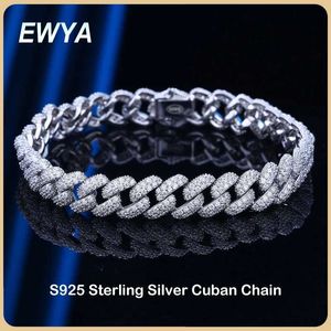 Chaines Ewya S925 STERLING SILPLATED 18K Gold Cuban Bracelet pour femmes hommes Bracelets de diamant de zircon à haut carbone