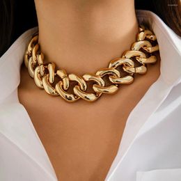 Chaines Collier de chaîne Géométrique CCB Géométrique Exagéré pour femmes Créative Twisted Lock Bijoux grunge épais