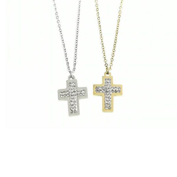 Chaînes exquise Bible jésus croix pendentif collier pour strass couleur or/argent femmes Crucifix charme fabrication de bijoux résultats