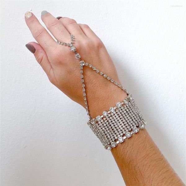 Chaînes Exquis Mode Strass Bijoux Style Ethnique Multi Couches Luxueux Fingerchain Bracelet Accessoires En Gros