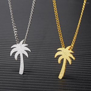 Kettingen Prachtige gouden sprankelende kokosboom hanger ketting voor mannen en vrouwen Summer Beach Tropical Plant Holiday Gift