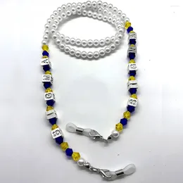 Chaînes exquises bijoux de sororité grecque SIGMA GAMMA RHO société lettre étiquette imitation perle chaîne lunettes collier