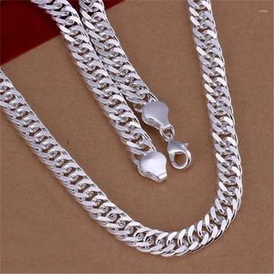 Chaines Collier de chaîne de couleur argent exquis pour hommes et femmes Gémnadons de mariage solide de bijoux de mode noble