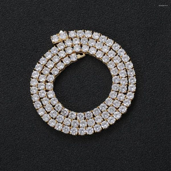 Chaînes EYIKA Hip Hop 3mm 4mm 5mm Bling Iced Out CZ Chaîne De Tennis Collier 1 Rangée Strass Zircon Ras Du Cou Pour Hommes Rock Rappeur Bijoux