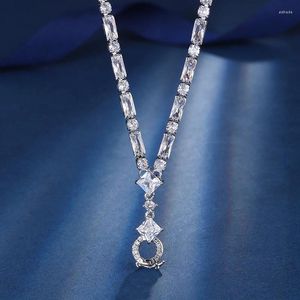 Chaines Eyika Luxury 48 5cm Round Square Zircon Tennis Collier avec boucle All-Match Chain Women Jewelry Accessoires de fabrication