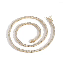 Chaines Eyika Round 2 mm 2,5 mm Bling Bling Zircon Hiphop Tennis Chain Collier Gol