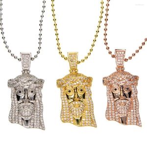 Chaînes Usine Promotion Top Qualité Sparking Bling Cubic Zirconia Micro Pave Jesus Pendentif Hommes Hiphop Or Couleur Collier