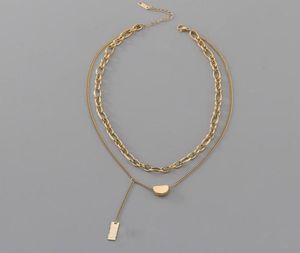 Kettingen Fadeless Gold Bean Double Tassel Hiphop Titanium stalen ketting Accessoires Clavicakelketen 2023 Vrouwen kettingen9547199