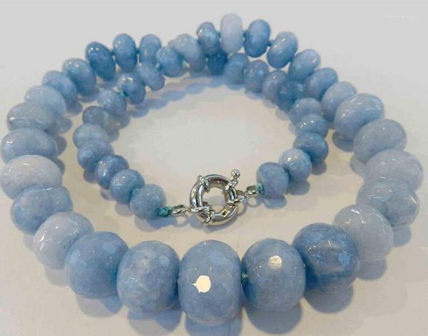 Chaînes Mode 10-18 Mm Brésilien à Facettes Bleu Abacus Perles Collier