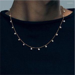 Kettingen Mode 14K Goud Verpakt Parelsnoer Ketting Mannelijke Vrouwelijke Dezelfde Paragraaf Paar Liefhebbers Sleutelbeen Sieraden Party Bruidsmeisje Geschenken