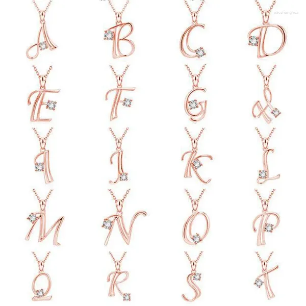 Chaînes Mode 26 Lettre Colliers Pour Femmes Hommes Rose Or Couleur Ras Du Cou Pendentif Initial Collier Alphabet Chaîne Bijoux Cadeau De Fête