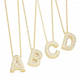 Cadenas Moda 26 letras Alfabeto Collar para mujeres A-Z Cubic Zircon Letra inicial Collares Charm Hip Hop Joyería Regalo