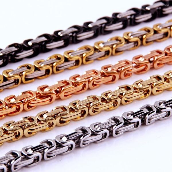 Cadenas de moda 316L collar de acero inoxidable gargantilla caja bizantina joyería para hombres mujeres niños 6mm cualquier longitud