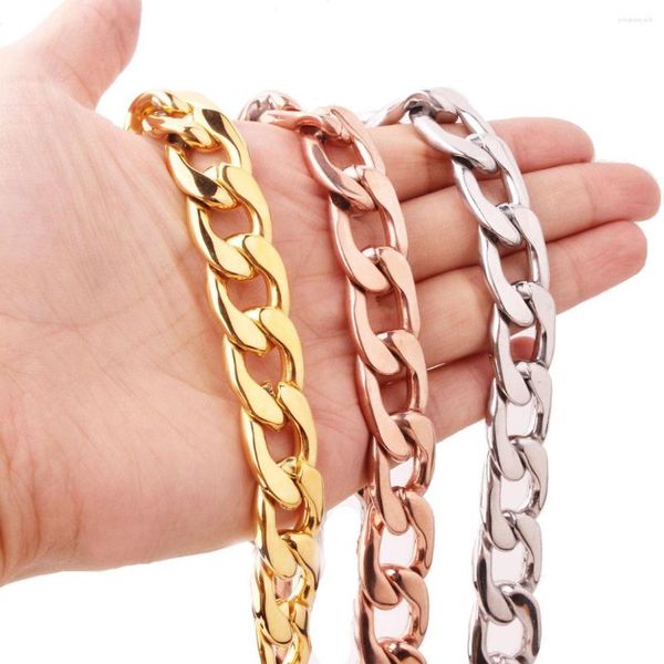 Cadenas Moda 316L Acero inoxidable Plata / Color dorado Collar Curb Link Cadena Hombres Gargantilla Hombre Mujer Accesorios 7-40 pulgadas