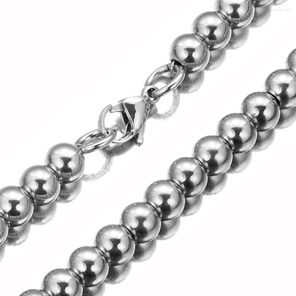 Cadenas Moda 6/8/10 mm Acero inoxidable Color plata Cadena de bolas Hombres Mujeres Collar o pulsera Brazalete 7-40 