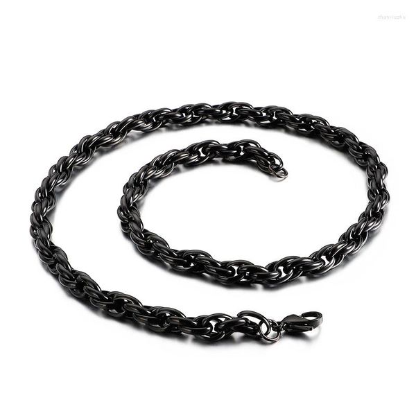 Cadenas moda 7mm 24 pulgadas oro/plata/negro cuerda cadena collar acero inoxidable trenzado para mujeres hombres niños regalos de vacaciones