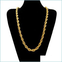 Cadenas Moda 8Mm 10Mm Hip Hop Cuerda Collar de cadena 18K chapado en oro 24 pulgadas para hombres 284 W2 Drop Delivery 2022 Joyería Collares Pendan Dh3Zq