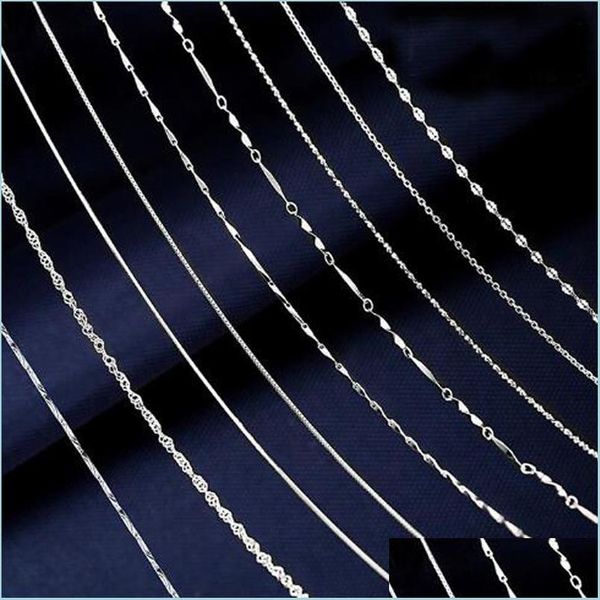 Chains Fashion 925 Collier Sier 7 Styles Chaîne 1,2 mm Colliers 16 pouces Bijoux 50pcs / Lot Drop Livraison Pendants Dhua