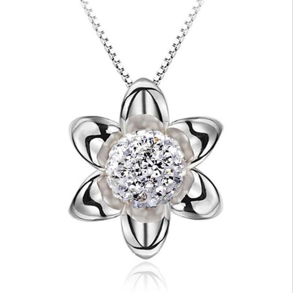 Cadenas moda 925 collares de plata para mujer señora compromiso fiesta encanto flor Shambala bola colgante collar joyería regalo cadenas