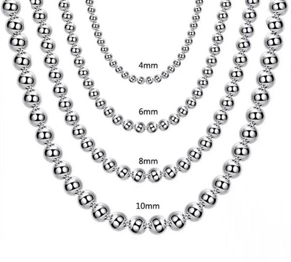 Chaînes mode 925 collier en argent Sterling 6/8/10 MM 50 CM perle de bouddha pour les femmes bijoux de fiançailles cadeau