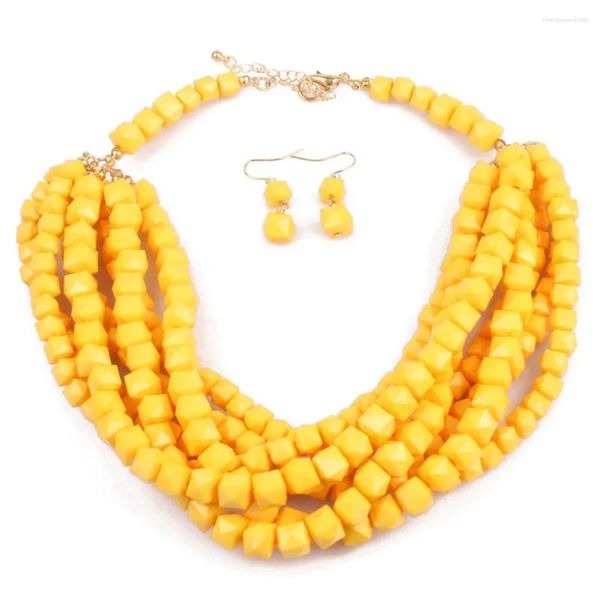 Chaînes Mode Style ethnique africain Perles colorées tissées Collier multicouche Collier de fête de mariage Dames Bijoux Ensemble ras du cou