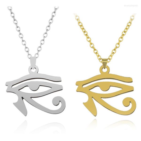 Chaînes mode egypte ancienne oeil d'horus pendentifs rond croix chaîne courte longue hommes femmes couleur argent collier bijoux cadeau