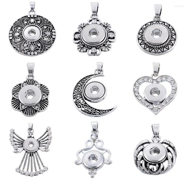 Chaînes Mode Beauté Coeur Lune Fleurs Ange Rond Snap Pendentif Collier Chaîne 60 cm Fit 12 MM Boutons Petite Taille Bijoux