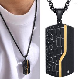 Kettingen Mode Zwart Crack Rvs Dog Tag Hanger Ketting Voor Mannen Mannelijke Geometrische Trend Rock Punk Hiphop Sieraden Gift Aan Hem